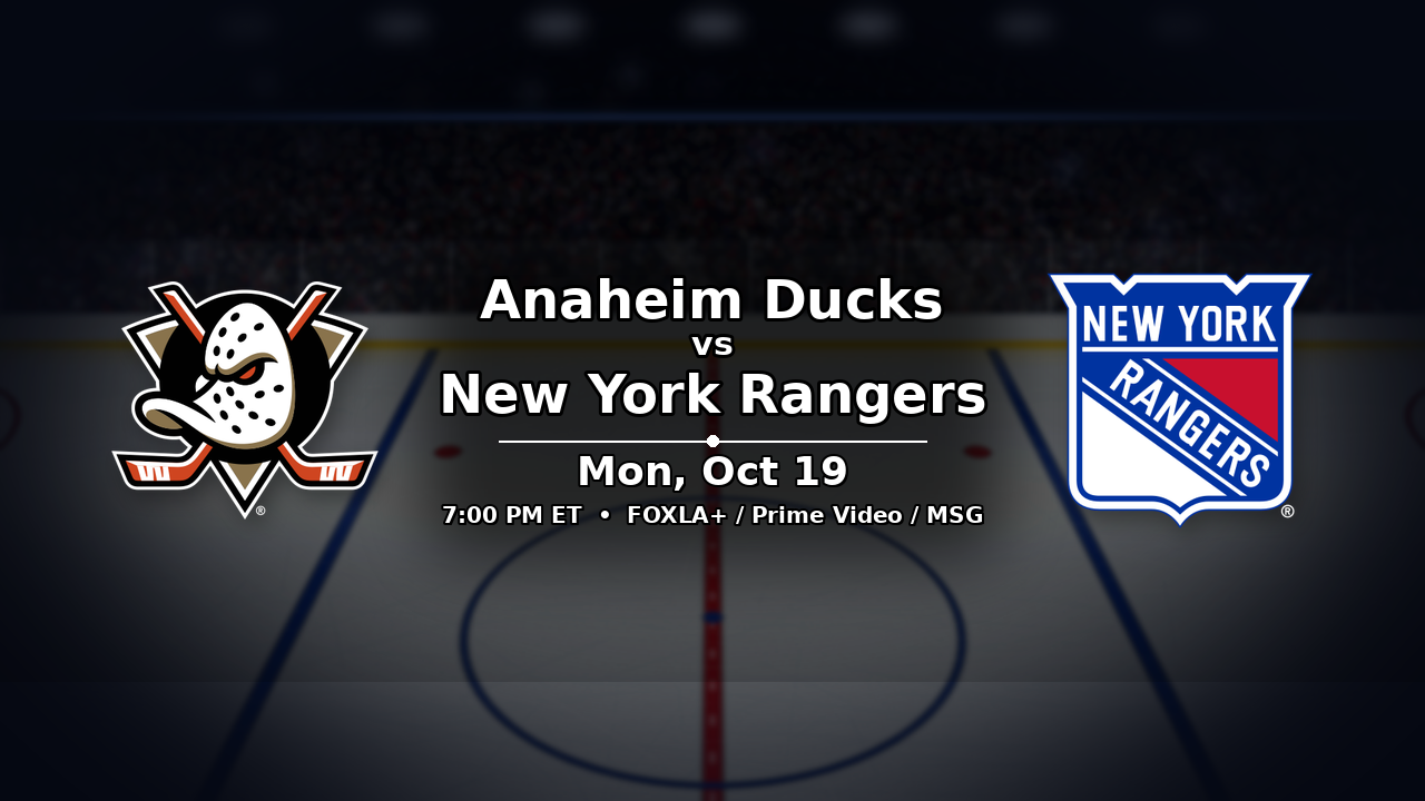 Ducks vs Rangers odds preview – October 19, 2026