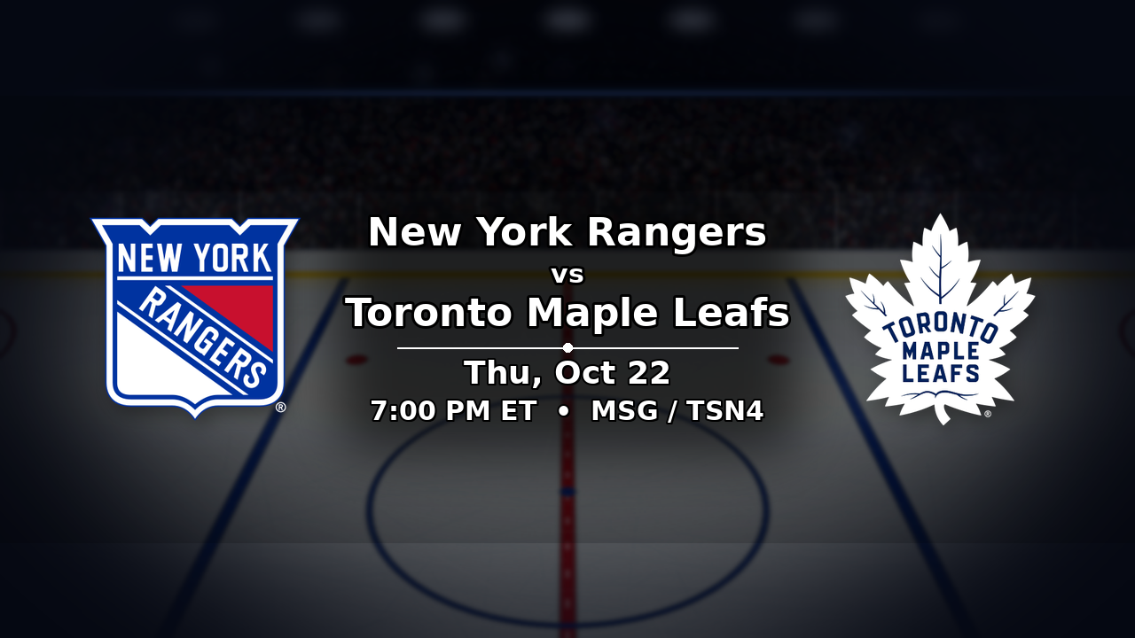 Rangers vs Maple Leafs odds preview – October 22, 2026